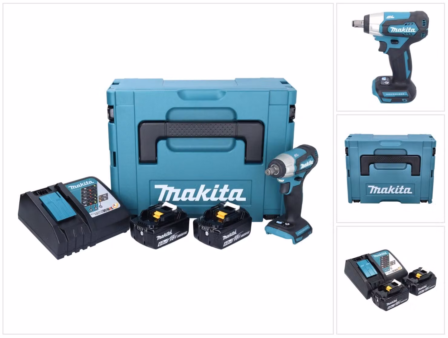 Avvitatore a impulsi a batteria Makita DTW 181 RGJ 18 V 210 Nm 1/2" brushless + 2x batteria ricaricabile 6,0 Ah + caricabatterie + Makpac