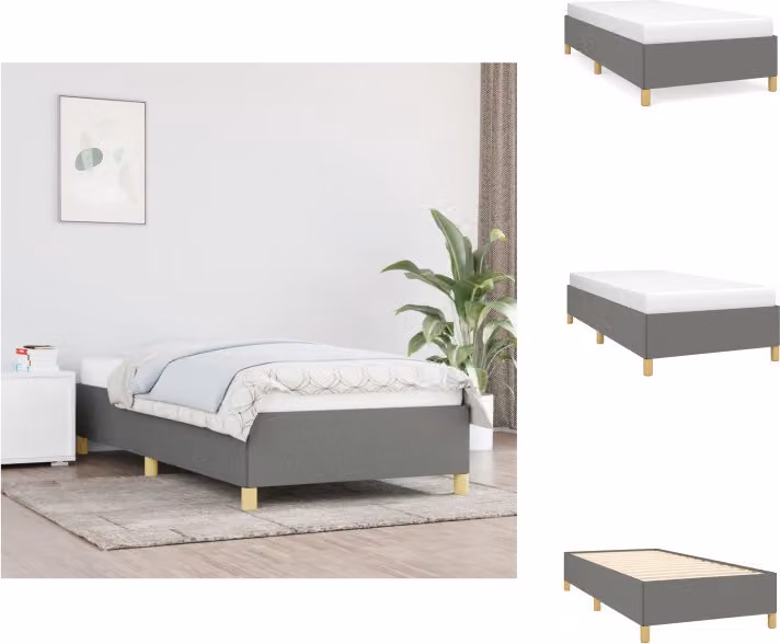 vidaXL Struttura letto grigio scuro 100x200 cm in tessuto - Letti e strutture letto