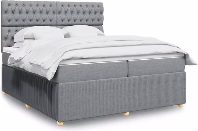 Letto Ibrido con Giroletto a Molle e Materasso vidaXL, Grigio e Bianco, L/P: 200 x 200 cm