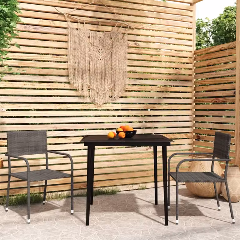 The Living Store Set da pranzo da giardino 3 pz. Set da pranzo da giardino grigio