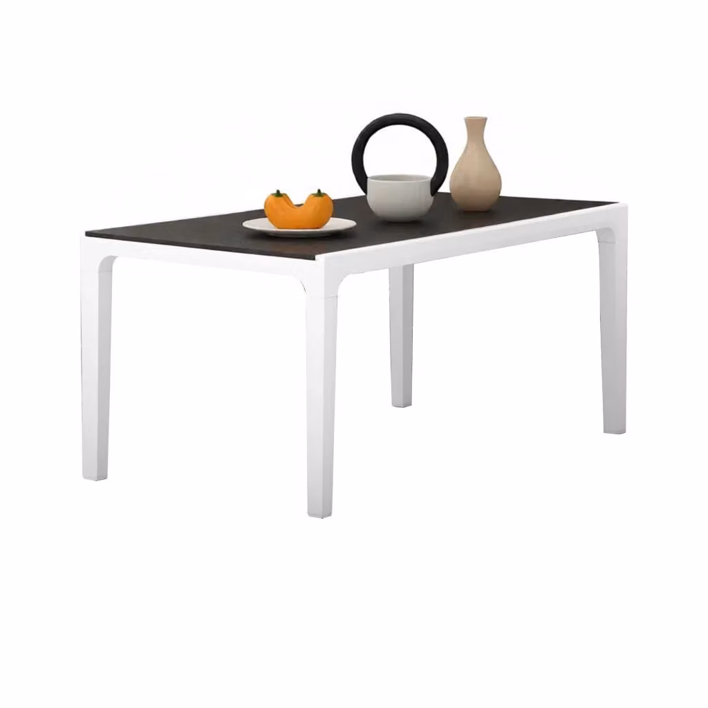 Tavolo da esterno Nanaimo DMORA, piano da pranzo rettangolare per giardino e terrazza, Bianco e Grigio scuro, L: 160 cm, P: 90 cm, H: 74 cm – 2