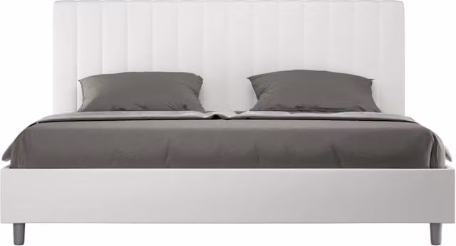 Letto matrimoniale king size con contenitore imbottito Agueda ityhome in similpelle bianco L: 190 cm, P: 200 cm