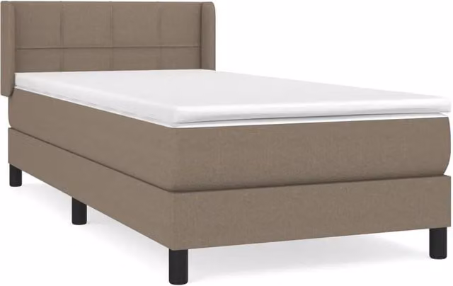 Letto singolo | Letto per adulti | Giroletto a Molle con Materasso Tortora 90x200 cm inTessuto