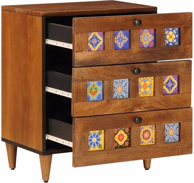 Comodino | Armadio da Notte | Mobiletto da notte con cassetto Marrone 50 x 33 x 62 cm