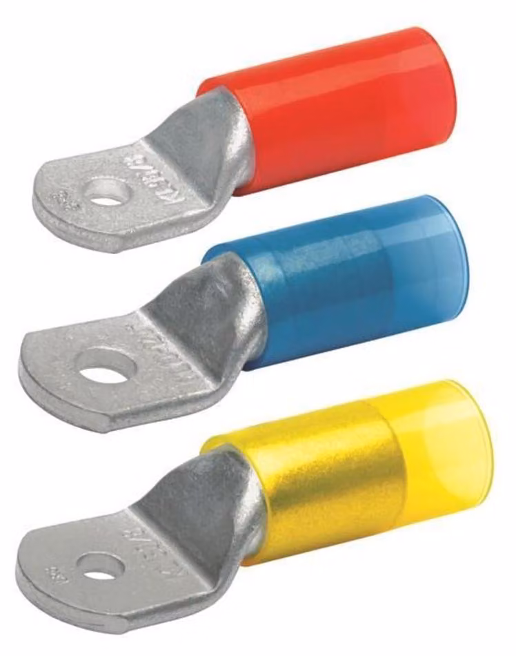 KLAU, morsetto per cavo coassiale isolato, modello 602R8, sezione 10 qmm, senza foro di ispezione, colore rosso, realizzato in rame elettrolitico