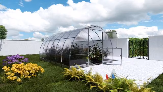 Serra da giardino KLASIKA EASY con rivestimento in policarbonato trasparente e struttura in acciaio zincato, L/P: 4 x 3 m – 1