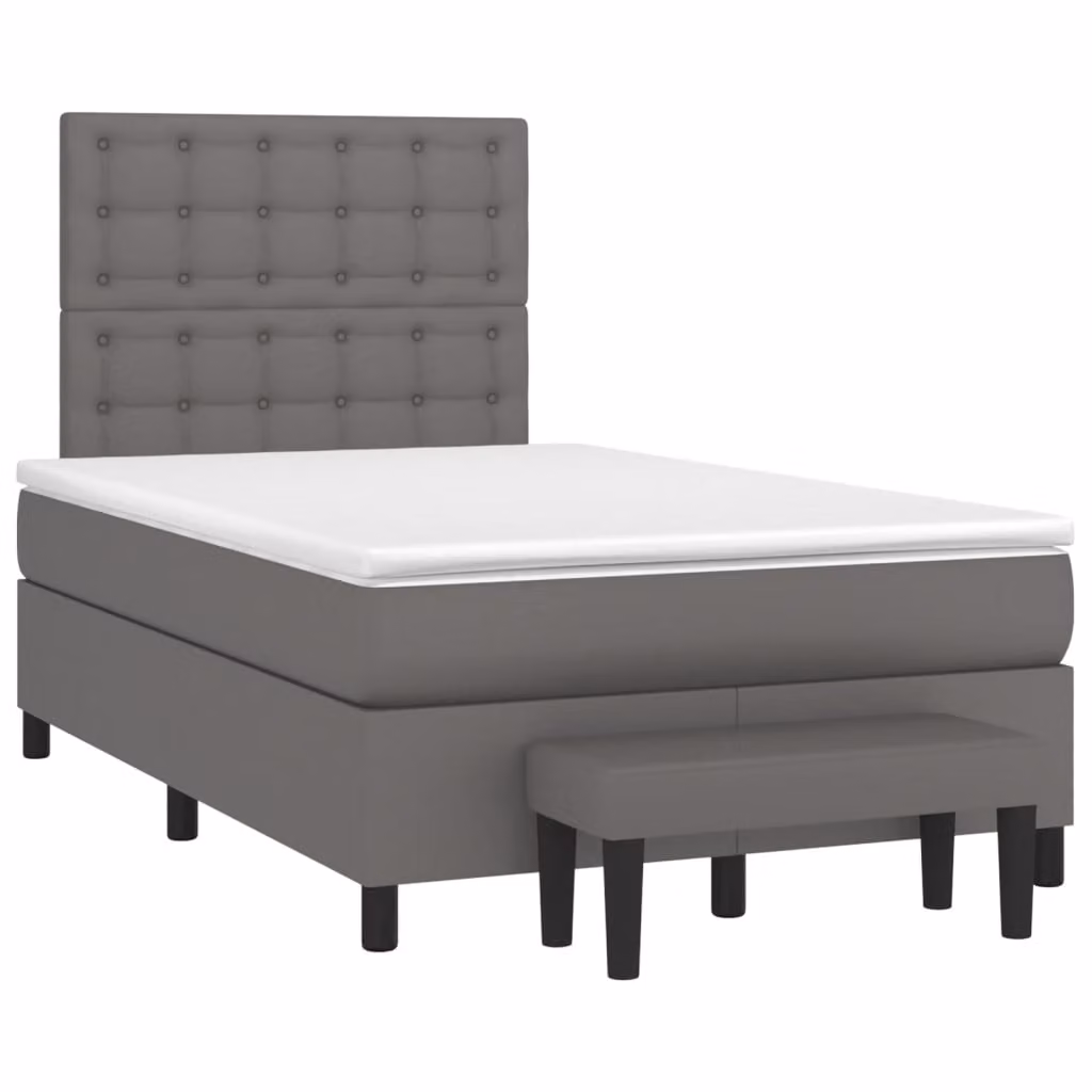 vidaXL Giroletto a Molle con Materasso in Similpelle Grigio e Bianco, L/P/H: 120 x 200 cm