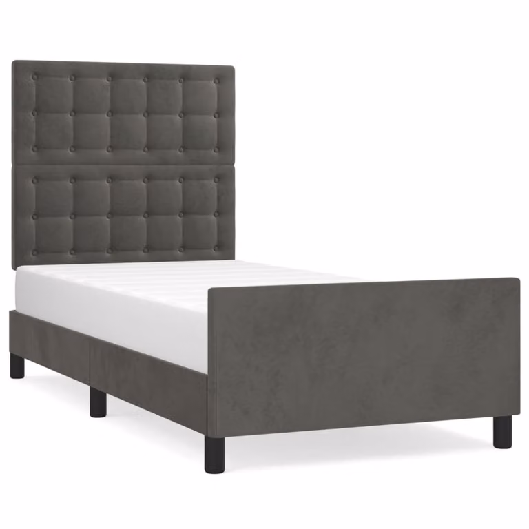 Giroletto senza Materasso Grigio Scuro 100x200 cm Velluto