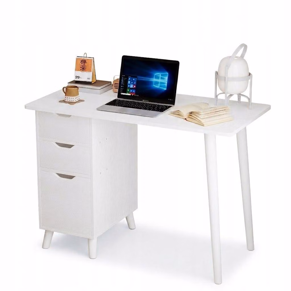 Scrivania bianca per computer con cassetti, ideale per la scuola, il loft o l'ufficio in stile scandinavo