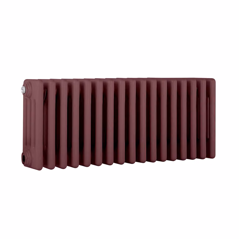 Radiatore orizzontale a colonne Regent in acciaio, 4 colonne, colore rosso, L: 78,5 cm, H: 30 cm