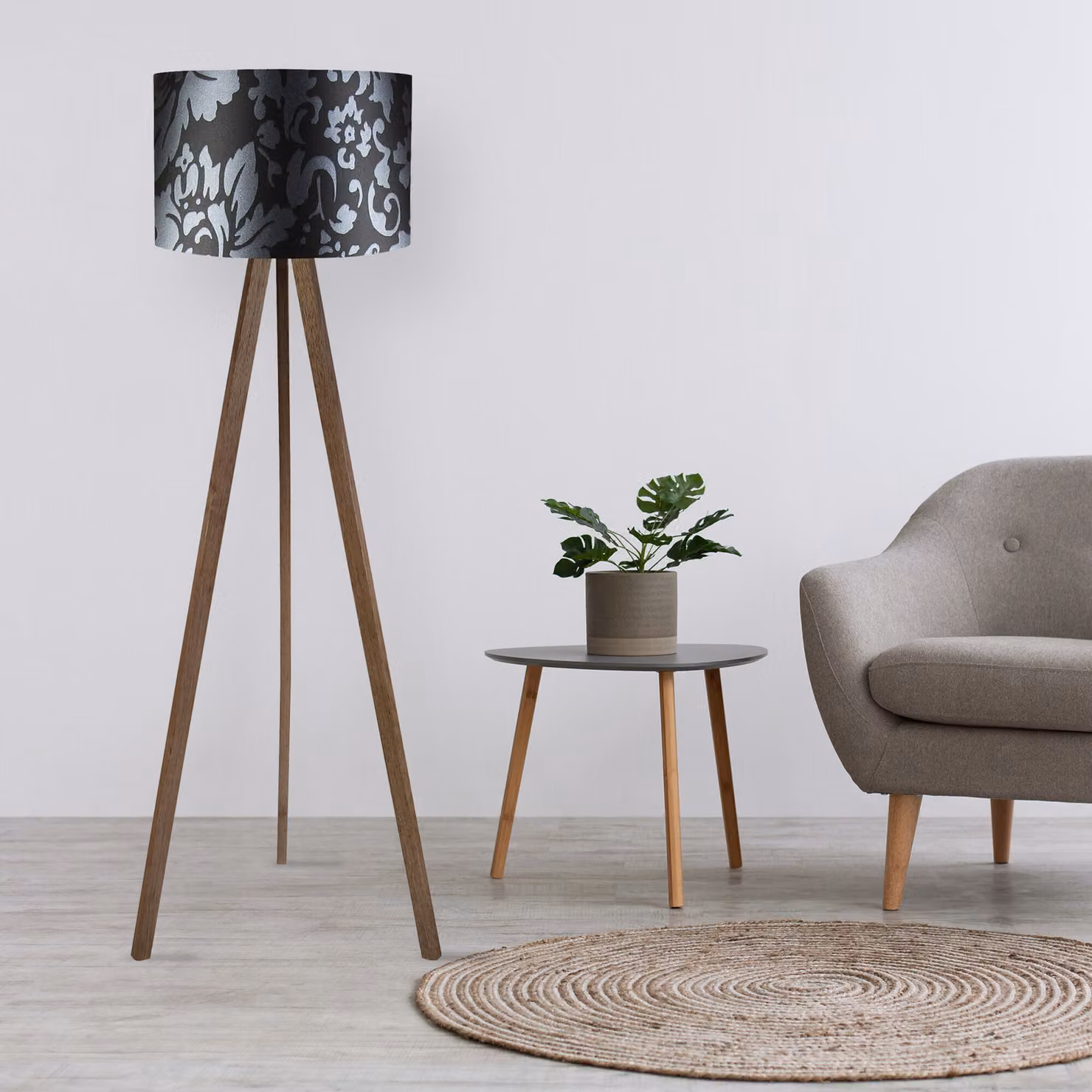 Opviq, AYD- AYDAXL, Nero,Marrone,Grigio, Lampade da terra, 38 x 140 cm, 70% MDF / 30% tessuto PVC
