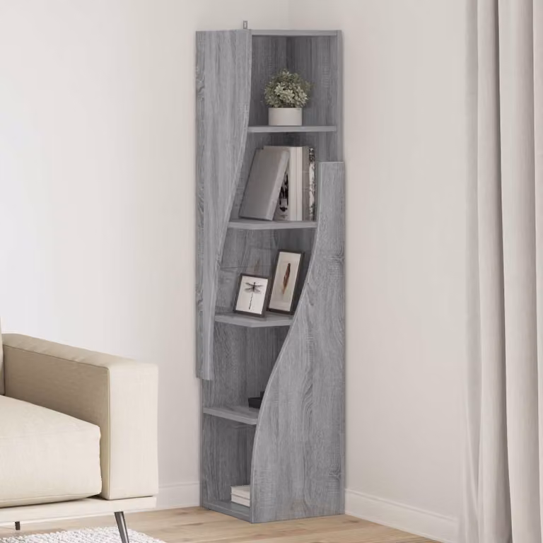 Mobile angolare vidaXL in legno ingegnerizzato Grigio Sonoma, L/P/H: 32 x 32 x 140 cm