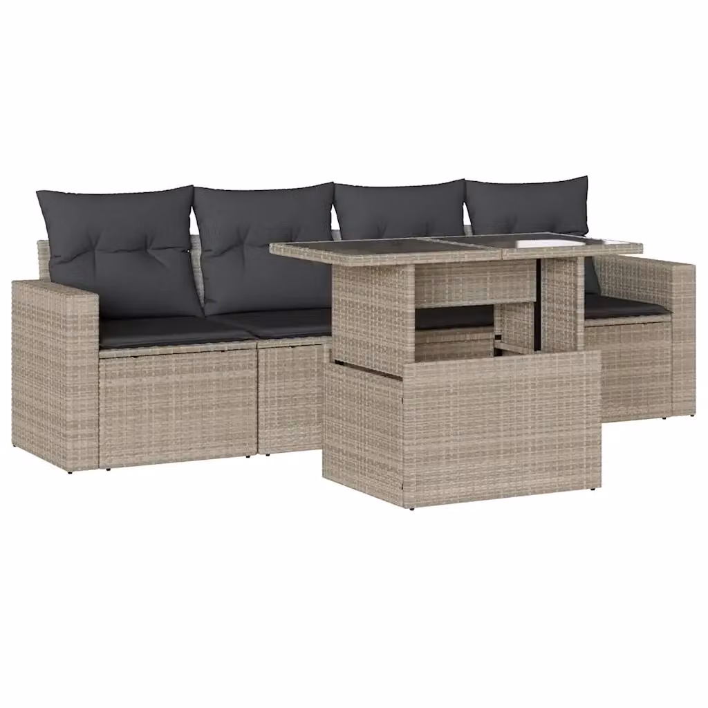 Set da giardino vidaXL in polyrattan composto da 5 pezzi con cuscini inclusi, colore grigio antracite – 2