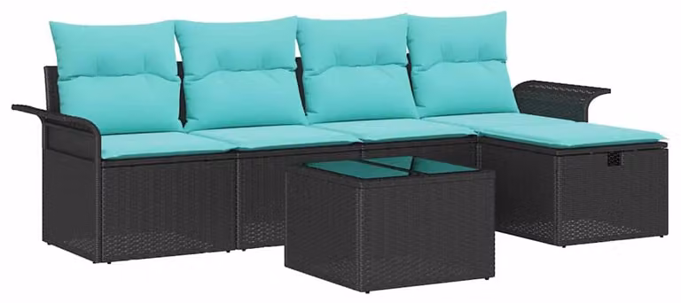 Set Divano da Giardino con cuscino 6 pcs Poly Rattan