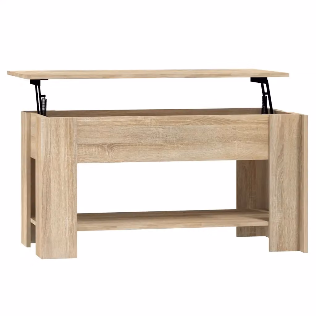 Tavolino da salotto moderno vidaXL in legno color rovere, forma rettangolare, L/P/H: 101 x 49 x 52 cm – 2