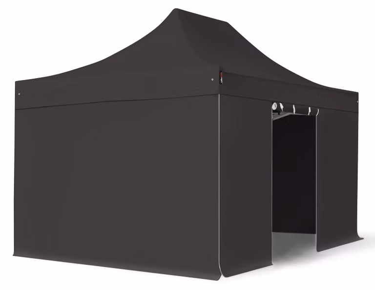 TOOLPORT 3x4,5m gazebo pieghevole PES con laterali, PROFESSIONAL alluminio, nero