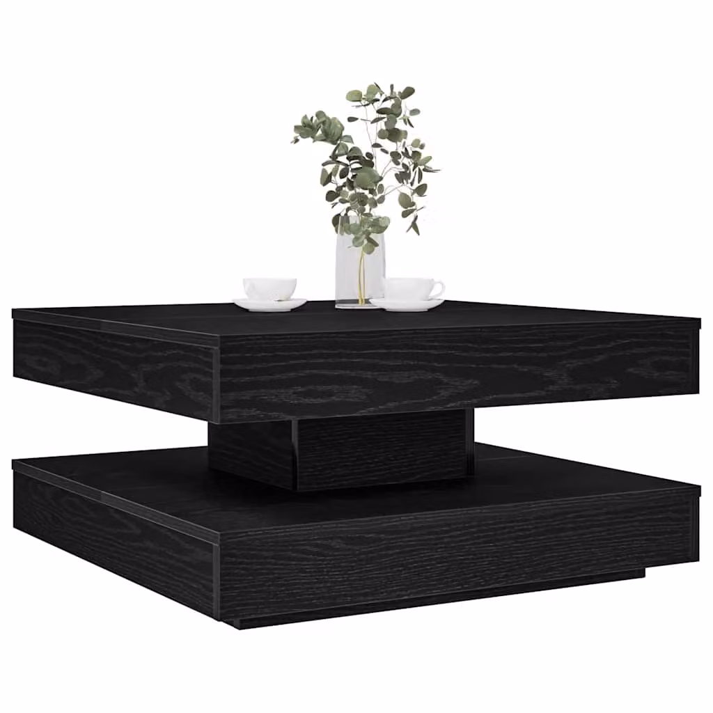 vidaXL Tavolino da Caffè Moderno Nero con Piano Girevole L 70 x P 70 x H 34,5 cm