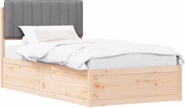 Letto singolo | Letto per adulti | Letto con Testiera Rivestita Grigio chiaro 100 x 200 cm