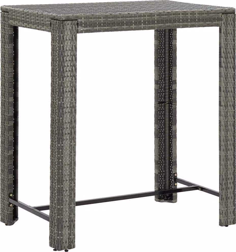 The Living Store Tavolo da bar da giardino grigio 100x60,5x110,5 cm Poly Rattan