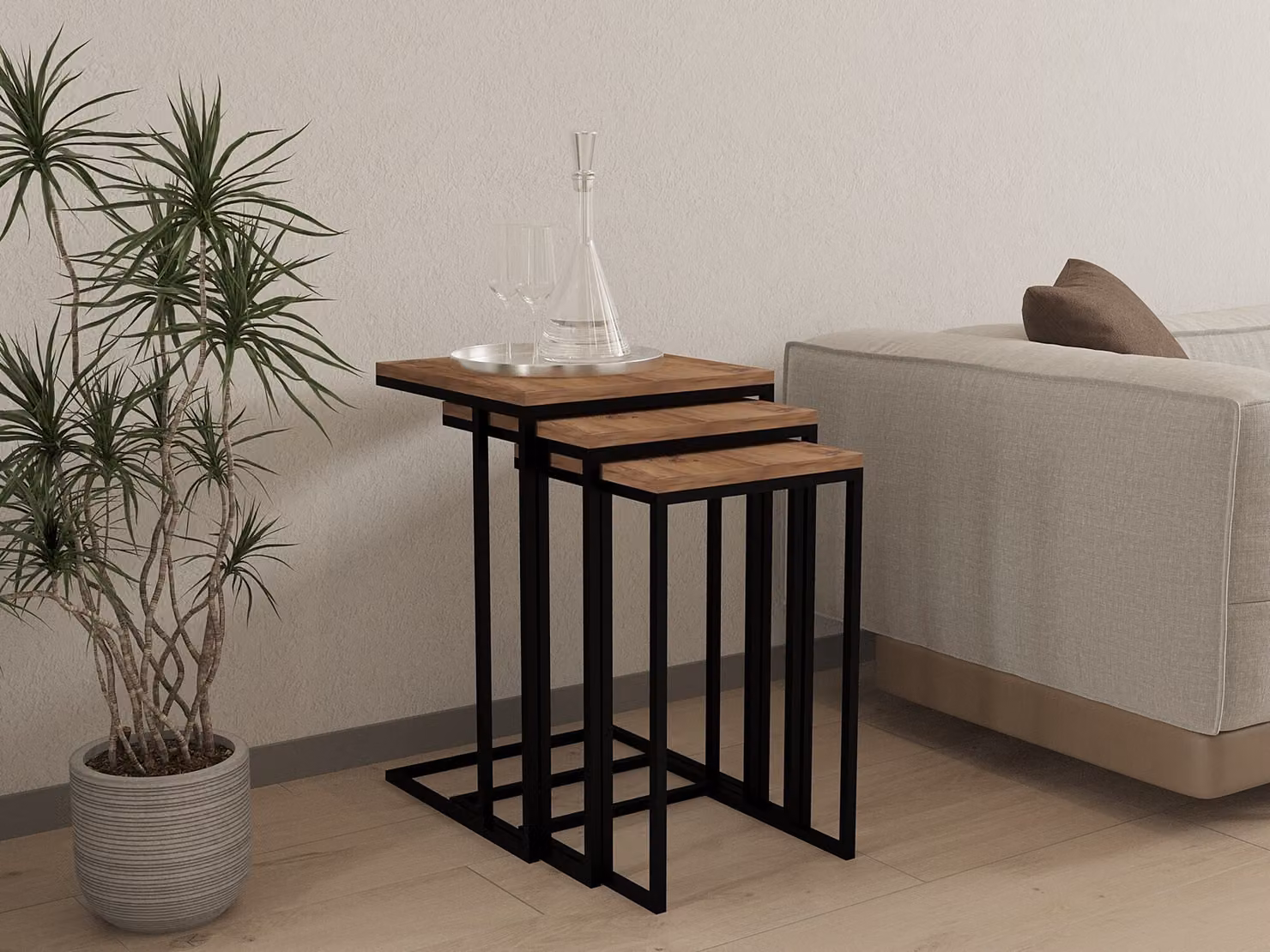 Skye Decor, Stoli- Stoli PUQ, Atlantic, tavolini, 61,8x40x40 cm, 100% pannello di particelle rivestito in melamina