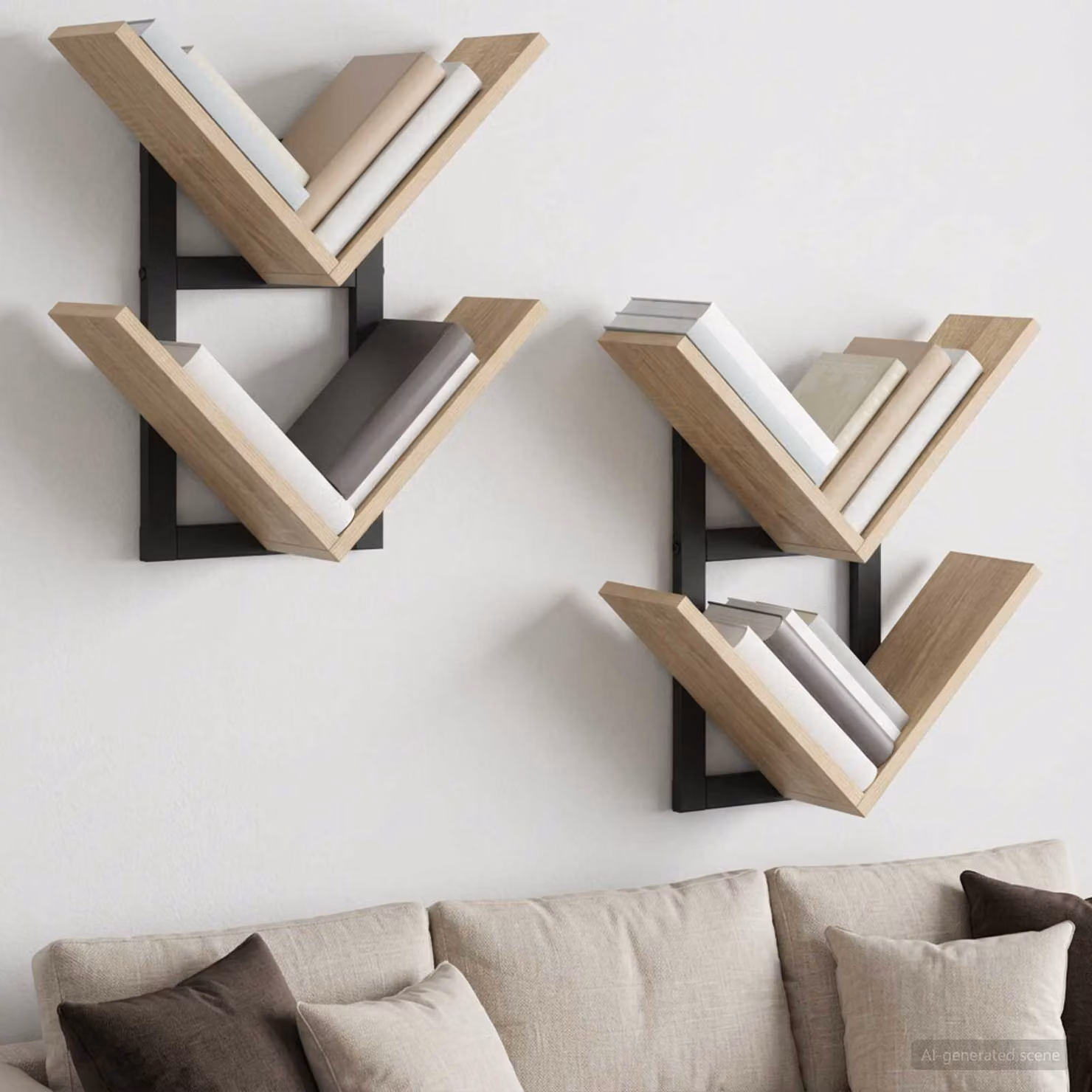 Set di 2 mensole a muro flottanti vidaXL in stile moderno, colore marrone, L 43 cm x P 15 cm x H 47 cm