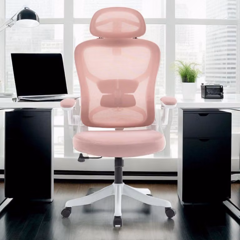 Sedia da ufficio ergonomica, sedia da scrivania con poggiatesta, braccioli e supporto lombare regolabili, sedia girevole, con funzione reclinabile, sedia direzionale in mesh, progettata per il comfort della schiena