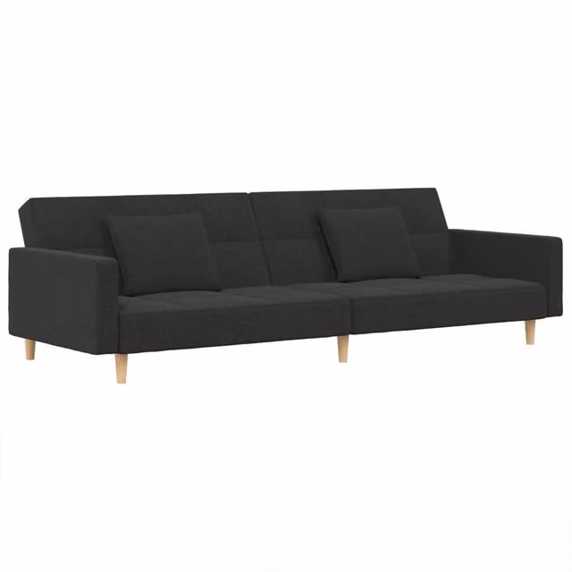 Divano letto | Sof¨¤ letto | Letto singolo a 2 Posti con 2 Cuscini Grigio Scuro in Tessuto