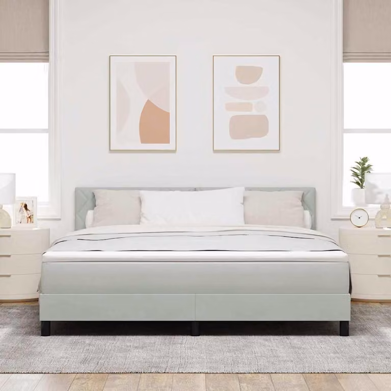 Maison Exclusive - Letto boxspring a LED con testiera grigio chiaro 180 x 200 cm in velluto