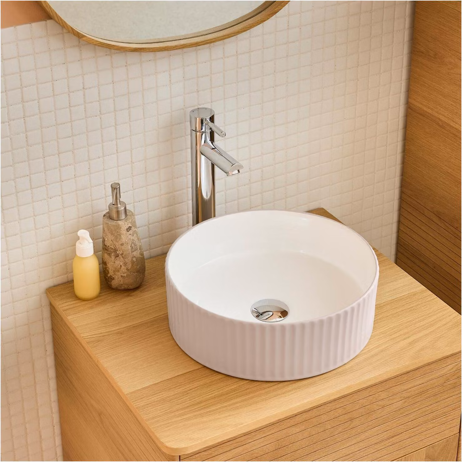 Lavabo da appoggio rotondo NELA 36 x 36 cm