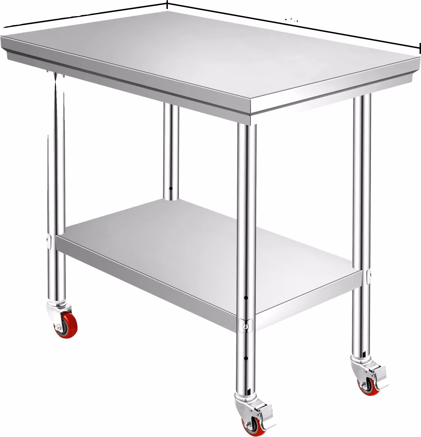 Tavolo per la preparazione della cucina, ripiano regolabile, rotelle, 36 x 24 pollici