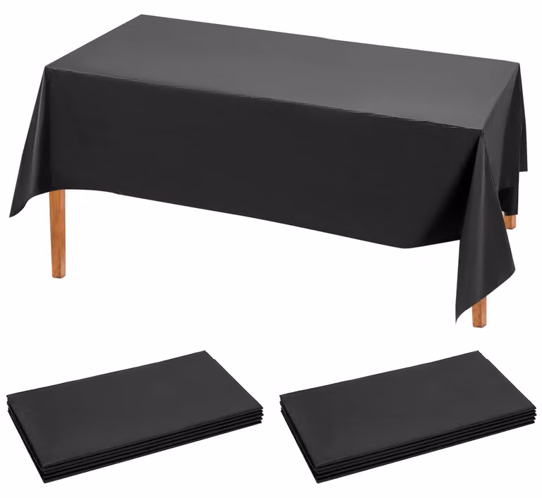 Tovaglioli di plastica neri, confezione da 10 pezzi, dimensioni 274 x 137 cm, impermeabili, ideali per eventi