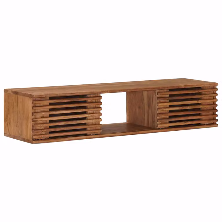 Mobile TV moderno vidaXL in legno di acacia beige e marrone con vani porta media L/P/H: 105 x 30 x 22,5 cm