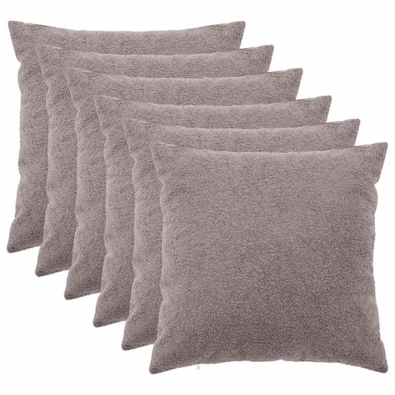 Set di 6 federe vidaXL HEERLEN grigio chiaro in tessuto bouclé, L/P: 60 x 60 cm
