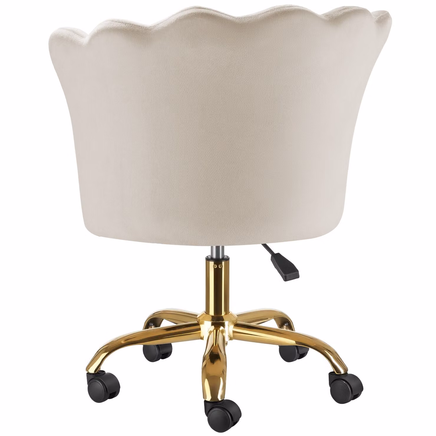 Sedia da scrivania Stella Tectake in velluto beige e oro con ruote e seduta girevole 360 gradi – 1
