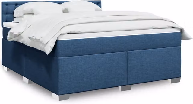 Letto con Giroletto a Molle e Materasso Ibrido vidaXL, Blu e Bianco, L 180 x P 200 cm