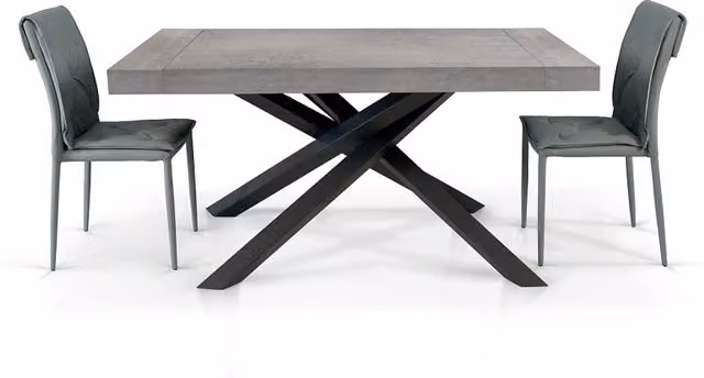 Tavolo rettangolare estensibile Big Table Mobili 2G in finitura beton con struttura a X L: 160 cm, P: 90 cm, H: 77 cm – 1