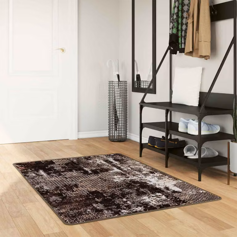 Tappeto Runner vidaXL MARSA Nero, Design Astratto Moderno, Lavabile e Antiscivolo, L 80 x P 200 cm