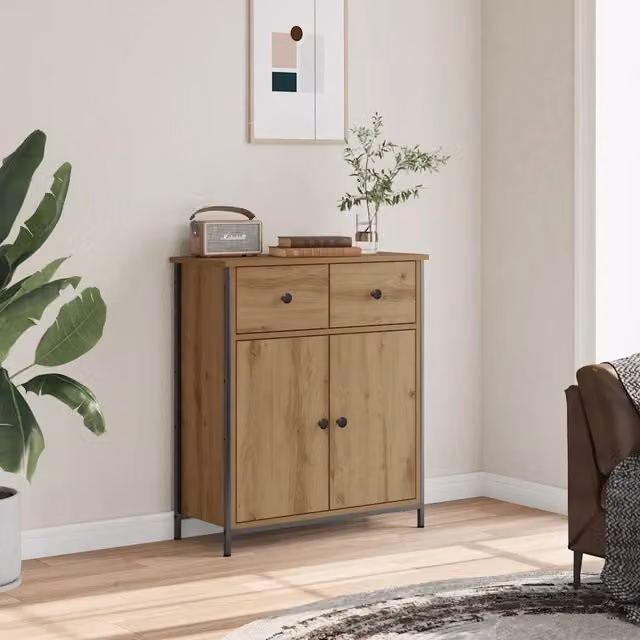 Credenza classica vidaXL in legno rovere color marrone per sala da pranzo L: 70 cm, P: 30 cm, H: 80 cm