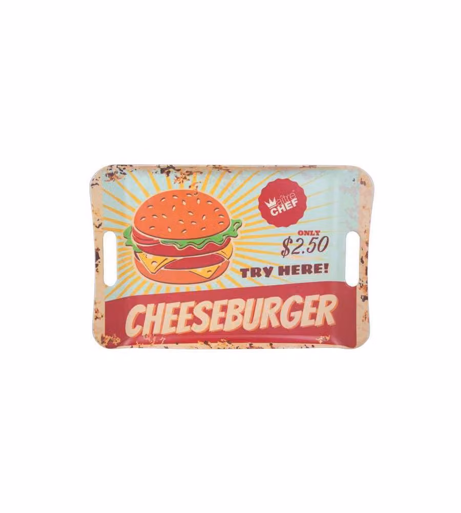 Vassoio Melamina Maniglie Cheesburger Cm 41X28 Kb8
