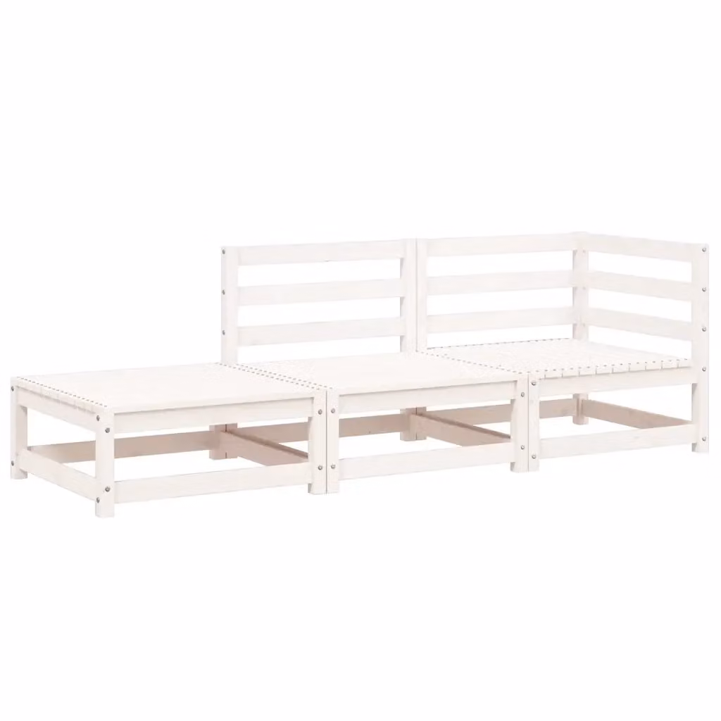 Divano da giardino a L con poggiapiedi Design Mania in legno massello di pino bianco e cuscini inclusi – 2