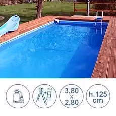 Piscina fuori terra rettangolare LAGUNA BASIC PISCINE ITALIA blu in acciaio zincato L: 380 cm, P: 280 cm, H: 125 cm