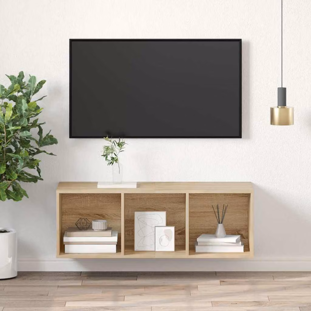 Mobile TV da parete vidaXL in legno Rovere Sonoma, marrone, L 37 cm x P 37 cm x H 107 cm