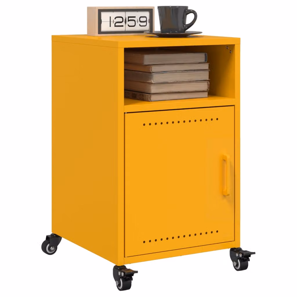 Set di 2 comodini vidaXL in metallo giallo opaco, L/P/H: 36 x 39 x 59 cm