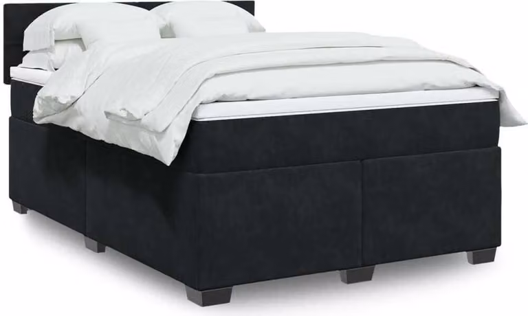 Maison Exclusive - Giroletto a Molle con Materasso Nero 140x190 cm in Velluto