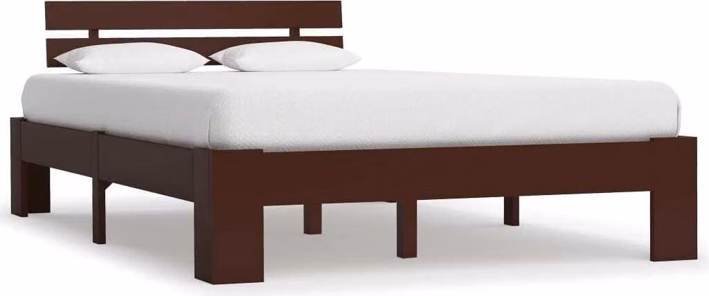 The Living Store Letto in legno massiccio di pino marrone scuro 140x200 cm