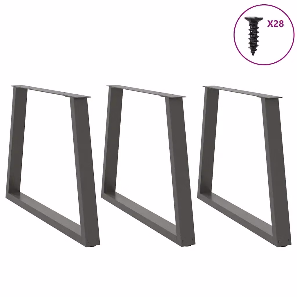 Set di 3 gambe per tavolo da pranzo a forma di X vidaXL in metallo antracite opaco H: 72-73,3 cm x L: 100 cm