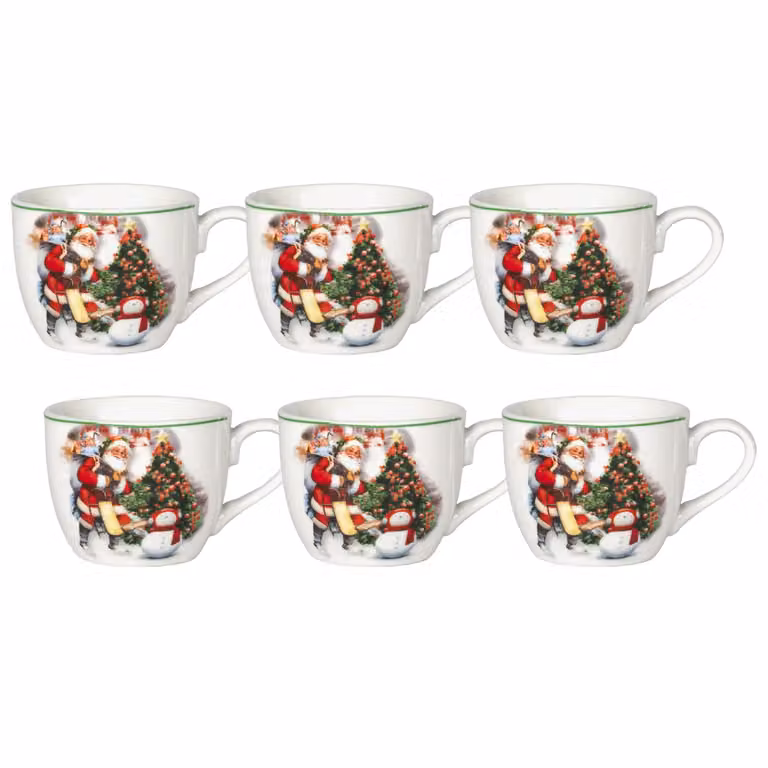 Set di 6 tazzine da caffè natalizie Vestiamo Casa Gran Natale Christmas Emotions in porcellana verde da 9 cl