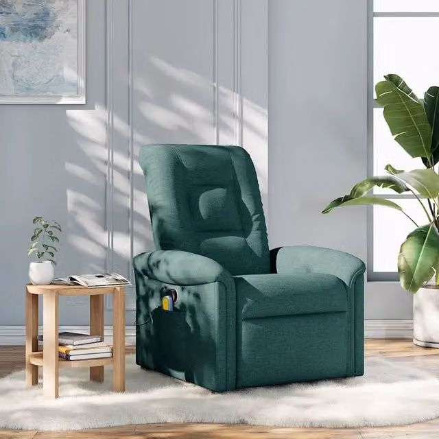 Poltrona Relax Reclinabile vidaXL in Tessuto Verde con Braccioli e Reclinazione Manuale