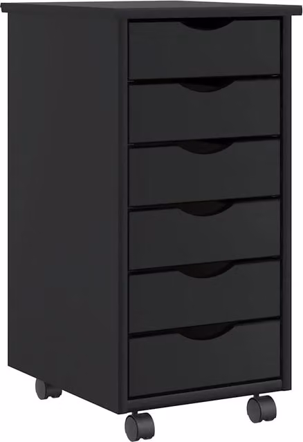 Moderno mobiletto con cassetti 34 x 39 x 65,5 cm grande capacità organizzazione ufficio in legno nero 02_0057652