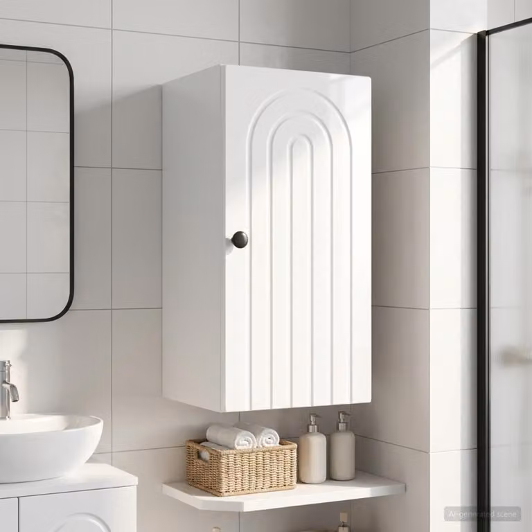 Armadio da bagno a muro vidaXL ALKMAAR Bianco Lucido L: 30 cm, P: 31 cm, H: 59 cm